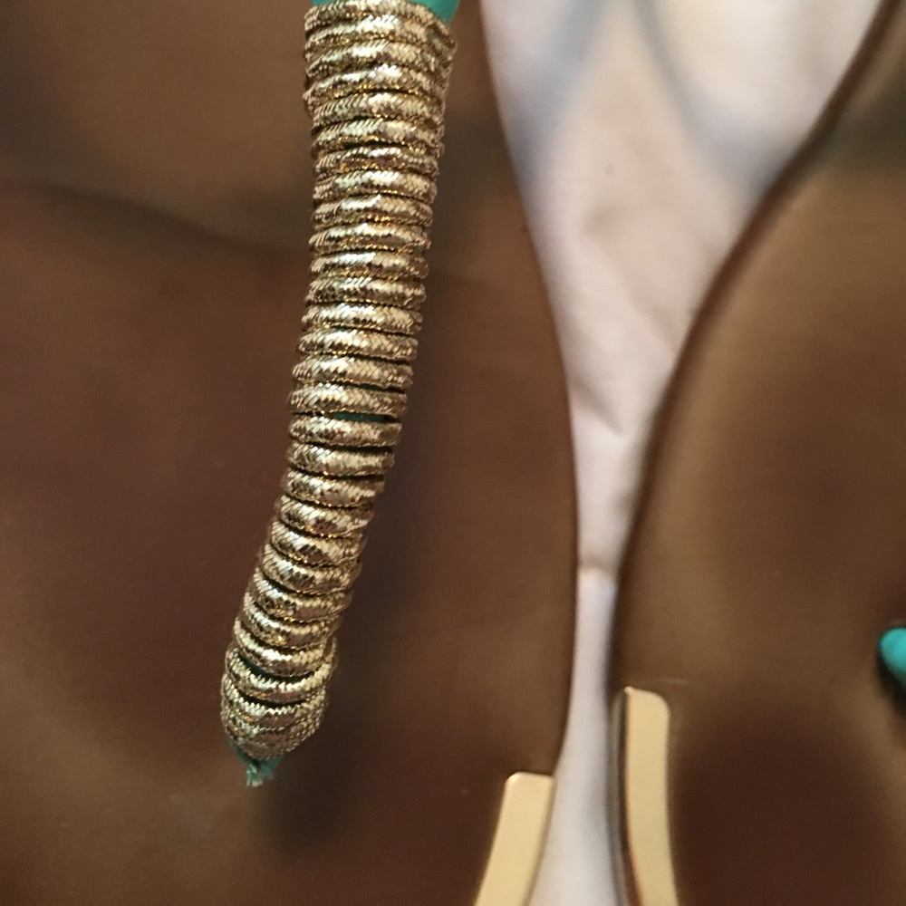 Teal and gold summer sandals - Picture 3 of 6